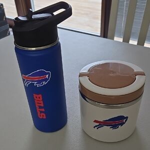 Buffalo Bills Blue Water Bottle and Food Container Set. New In Box
